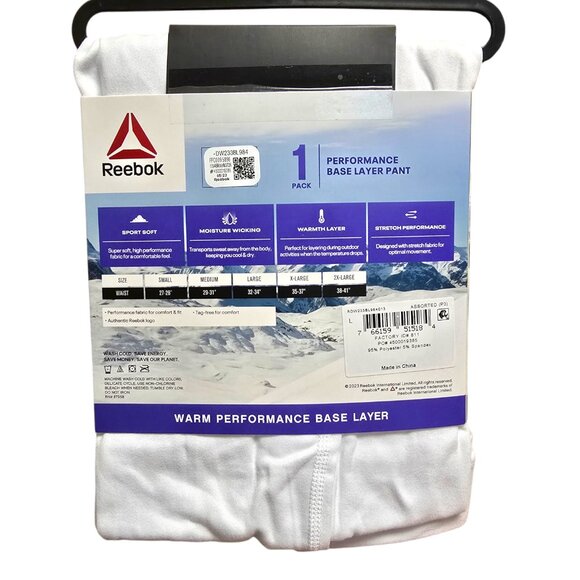 Reebok Performance Base Layer Pant Warmth Layer Leggings Womens M, L, XL White - Picture 6 of 8